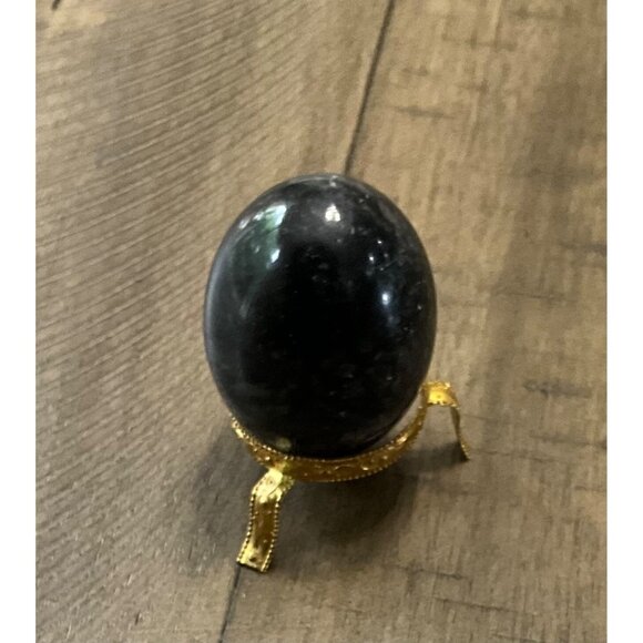 Marble Alabaster Egg Russian Imperial Coat Of Arms Emblem Black - Picture 3 of 4